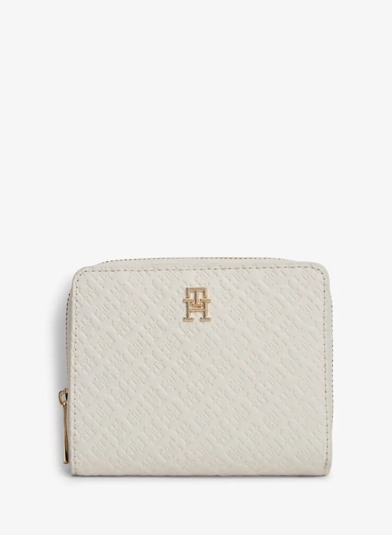 Icon Debossed Zip-Around Flap Wallet
